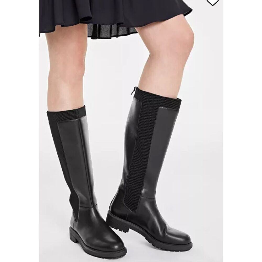 Alfani Riding Boots‎ Size 9.5 Black Block Heel Back Zip NEW